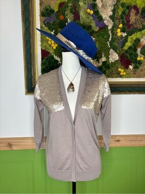 NWT Ann Taylor Loft Linen blend Sweater with Sequins